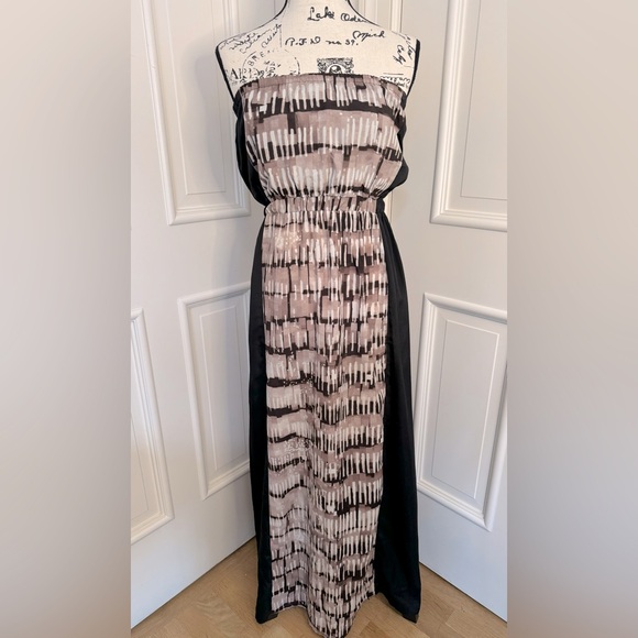 YA Long Strapless Maxi Dress – Size L – Black with Pattern, Easy to Put on - Picture 1 of 11